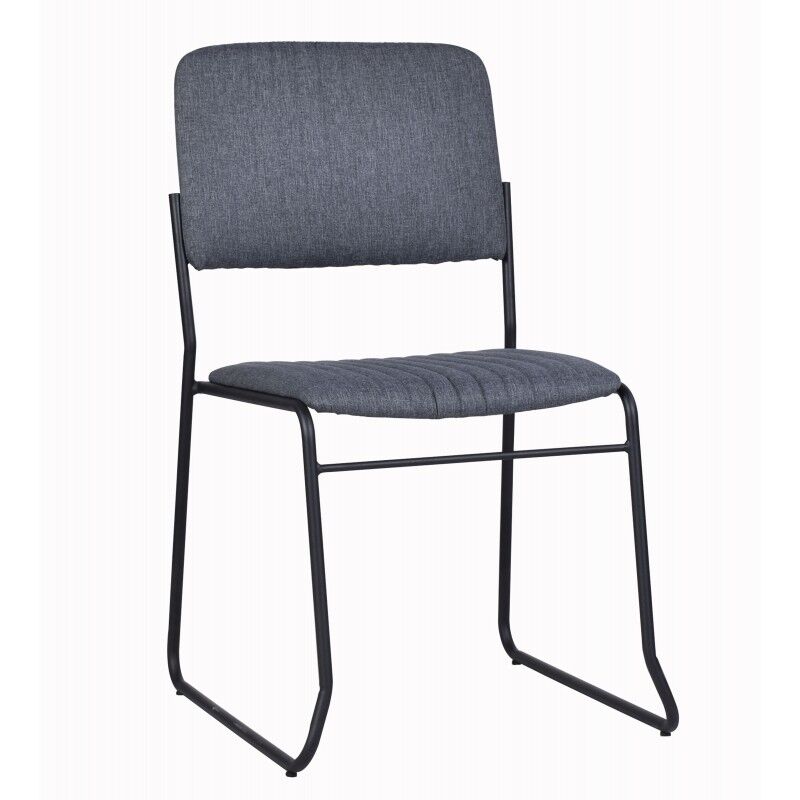 WESTFIELD Chaise design en tissu gris et structure en métal noir AVA Lot de 4 - Westfield