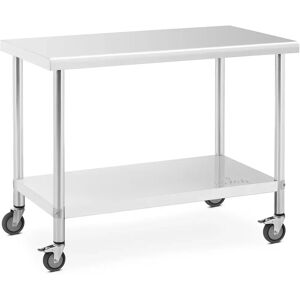 Edelstahltisch mit Rollen - 60 x 120 cm - 158 kg Tragkraft - Royal Catering