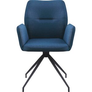 SalesFever Armlehnstuhl, Webstoff strukturiert, mit 180° Drehfunktion Blau, Schwarz + Schwarz