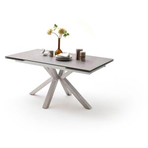 MCA furniture Esstisch »Nagano«, Esstisch Glas-Keramik mit Stirnauszug Hellgrau + Edelstahl gebürstet + Hellgrau