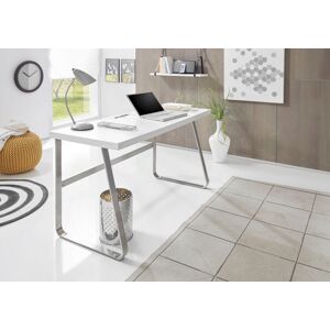 MCA furniture Schreibtisch »Beno«, 140 cm Breite mit Gestell in Edelstahloptik Weiss + Edelstahloptik gebürstet + Weiss Größe