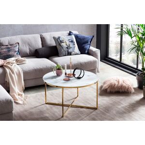 SalesFever Couchtisch, Tischplatte in Marmoroptik Weiss/Gold + Gold + Weiss Größe