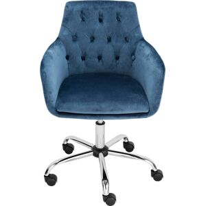 INOSIGN Bürostuhl »Perry«, Samtstoff, eleganter Samtstuhl, gepolstert Dunkel Blau + Metall (Chromoberfläche) Größe