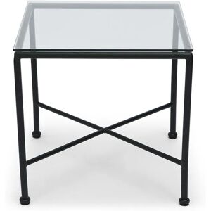 NV GALLERY Outdoor-Beistelltisch BEL AIR - Gartentisch, Glas & schwarzes Metall, 56 x 55 cm  Schwarz