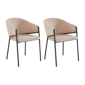 Stuhl mit Armlehnen 2er-Set - Stoff & Metall - Beige - ORDIDA von Pascal MORABITO