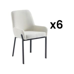 Stuhl mit Armlehnen 6er-Set - Bouclé-Stoff & Metall - Weiß - CAROLONA von Pascal MORABITO