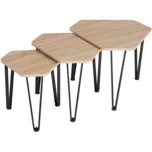 tectake Beistelltisch-Set Torquay - Industrial Holz hell, Eiche Sonoma