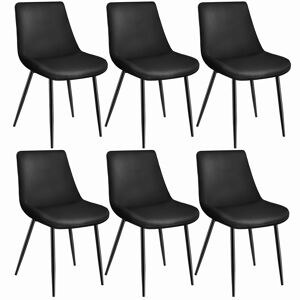 tectake 6er Set Stuhl Monroe Samtoptik - schwarz