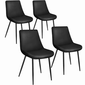 tectake 4er Set Stuhl Monroe Samtoptik - schwarz
