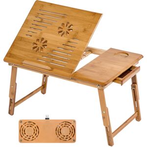 tectake Laptoptisch aus Holz, höhenverstellbar, mit USB-Doppellüfter - braun