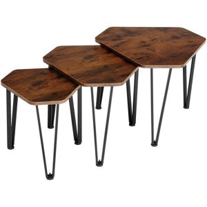 tectake Beistelltisch-Set Torquay - Industrial Holz dunkel, rustikal