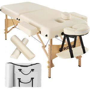 tectake 2 Zonen Massageliege mit 7,5cm Polsterung und Holzgestell - beige