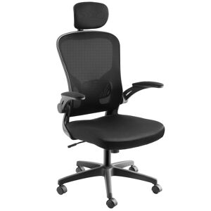 tectake Bürostuhl Arges ergonomisch mit verstellbarer Kopfstütze - schwarz