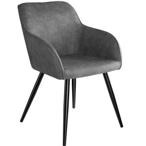 tectake Stuhl Marilyn Stoff, schwarze Stuhlbeine - grau/schwarz