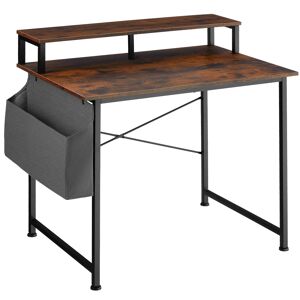 tectake Schreibtisch mit Ablage und Stofftasche - Industrial Holz dunkel, rustikal, 120 cm
