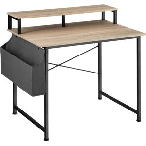 tectake Schreibtisch mit Ablage und Stofftasche - Industrial Holz hell, Eiche Sonoma, 120 cm