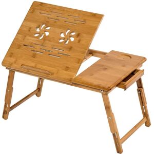 tectake Laptoptisch aus Holz, höhenverstellbar, 55x35x26cm - braun