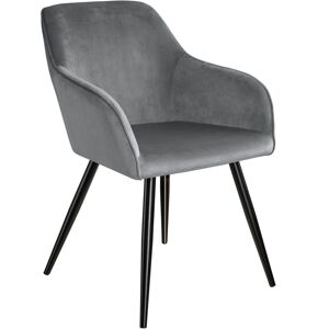 tectake Stuhl Marilyn Samtoptik, schwarze Stuhlbeine - grau/schwarz