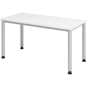 eurokraft pro RENATUS - Schreibtisch Mini-Office 4, 4-Fuß-Gestell rund, Breite 1400 mm, weiß