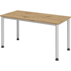 eurokraft pro RENATUS - Schreibtisch Mini-Office 4, 4-Fuß-Gestell rund, Breite 1400 mm, Eiche-Dekor