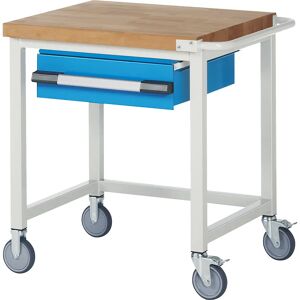 eurokraft pro Fahrbare Werkbank Serie 8, Gestellbauweise, 1 Hängeschublade, BxT 750 x 700 mm