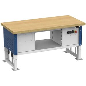 kaiserkraft Schwerlasttisch, elektrisch höhenverstellbar, Plattenbreite 1685 mm, Flächentraglast 2000 kg, enzianblau RAL 5010