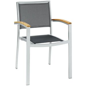 VEGA Stuhl Tailor mit Armlehne; 56x58x84 cm (BxTxH); Sitz anthrazit, Gestell silber; 2 Stück / Packung