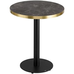VEGA Beistelltisch Marvani Tischgestell Stahl; 46.5x50 cm (HxØ); Platte gold/schwarz/marmoriert, Gestell schwarz; rund