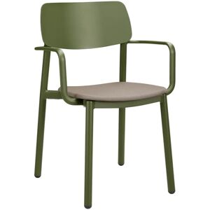 VEGA Stuhl Punta mit Armlehne; 56x52.5x81 cm (BxTxH); Sitz taupe, Gestell oliv; 4 Stück / Packung