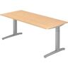 Schreibtisch TOPAS LINE, manuell höheneinstellbar, B 1800 mm, Ahorn/silber/silber