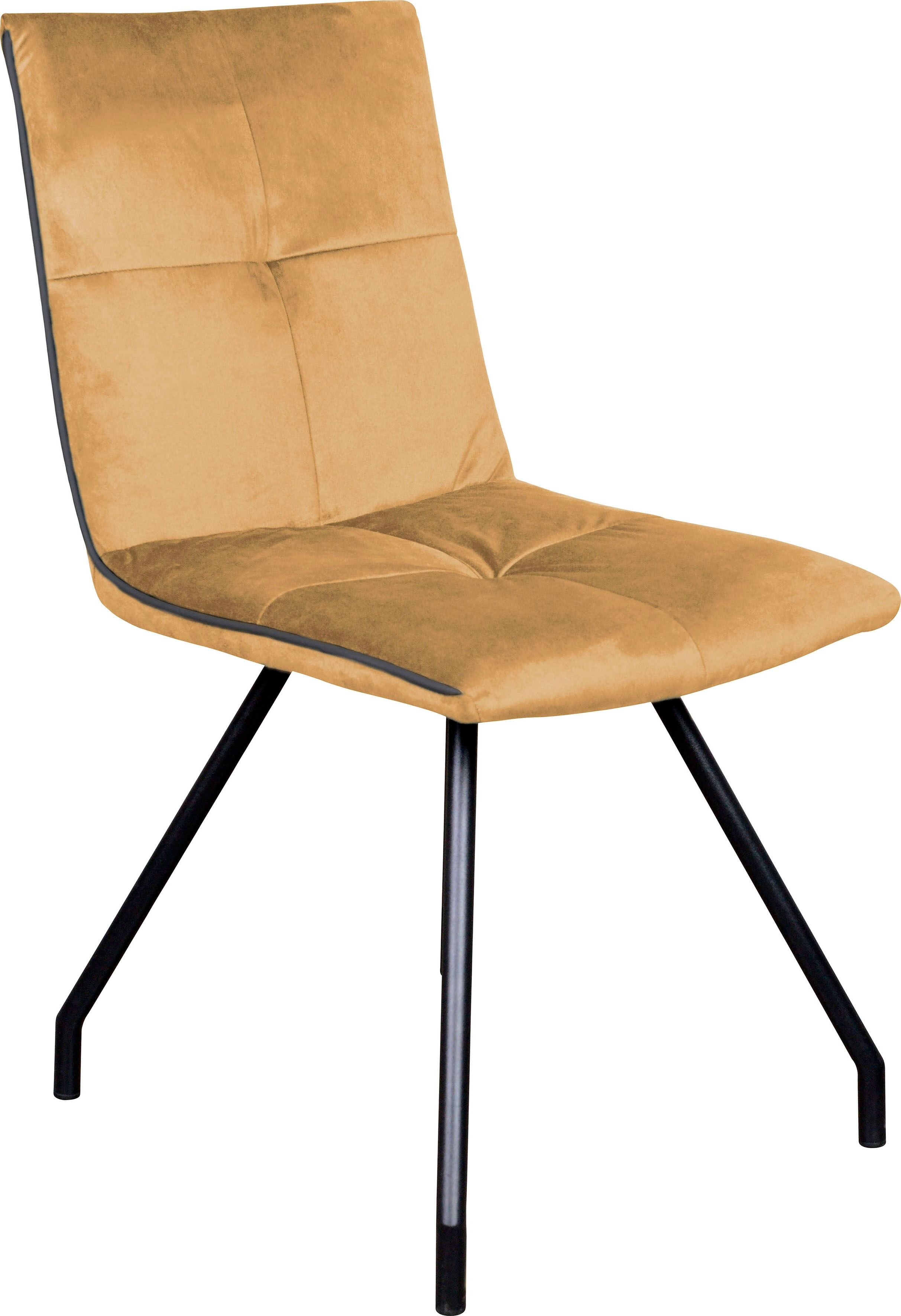 Kayoom Polsterstuhl »Stuhl Eaden 125«, (2er-Set) samtiger Stoffbezug beige