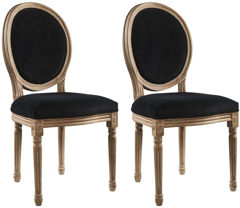 Vente-unique.ch Stuhl 2er-Set Samt LOUIS XVI - Schwarz