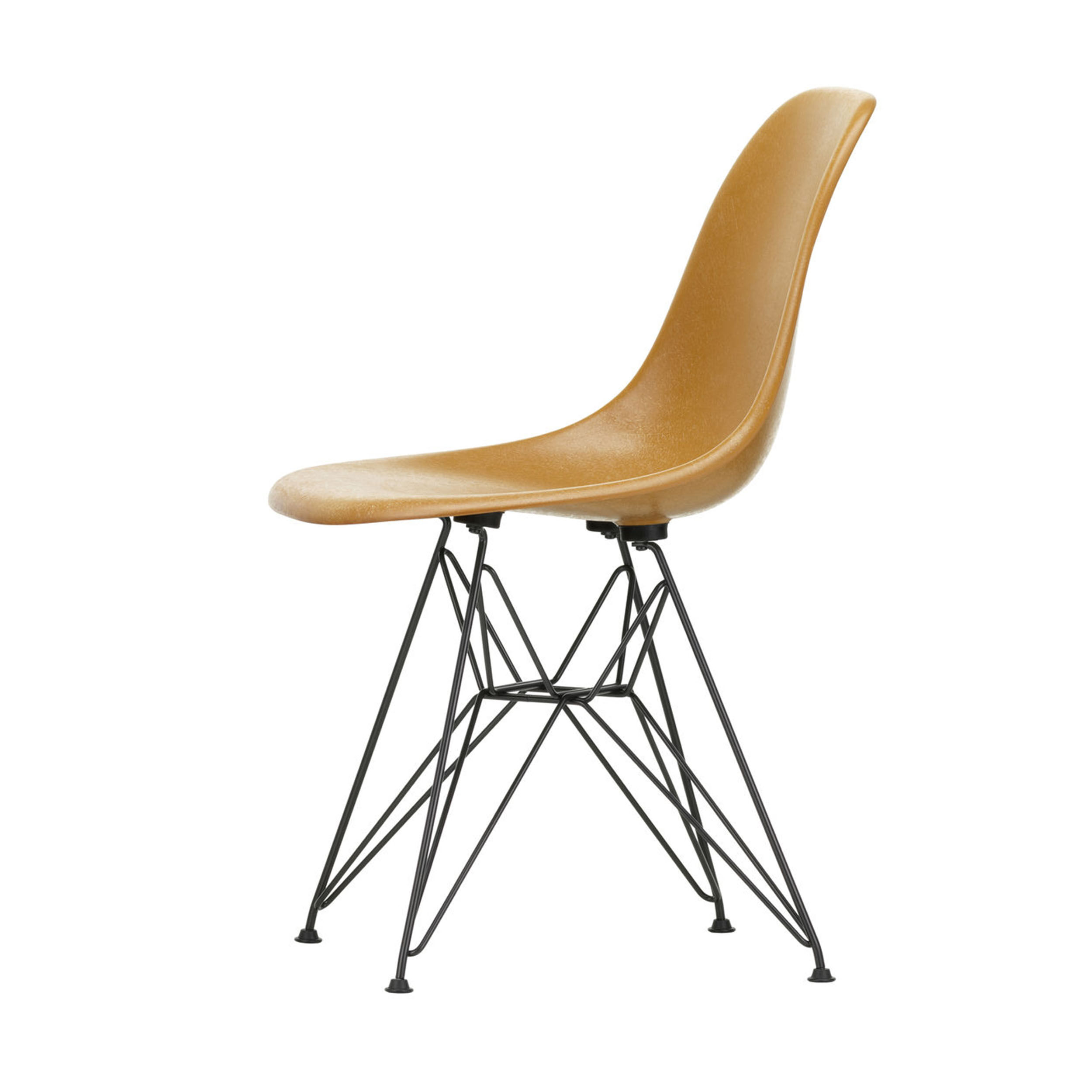 Vitra Eames Fiberglass Side Chair Stuhl DSR Filzgleiter  braun