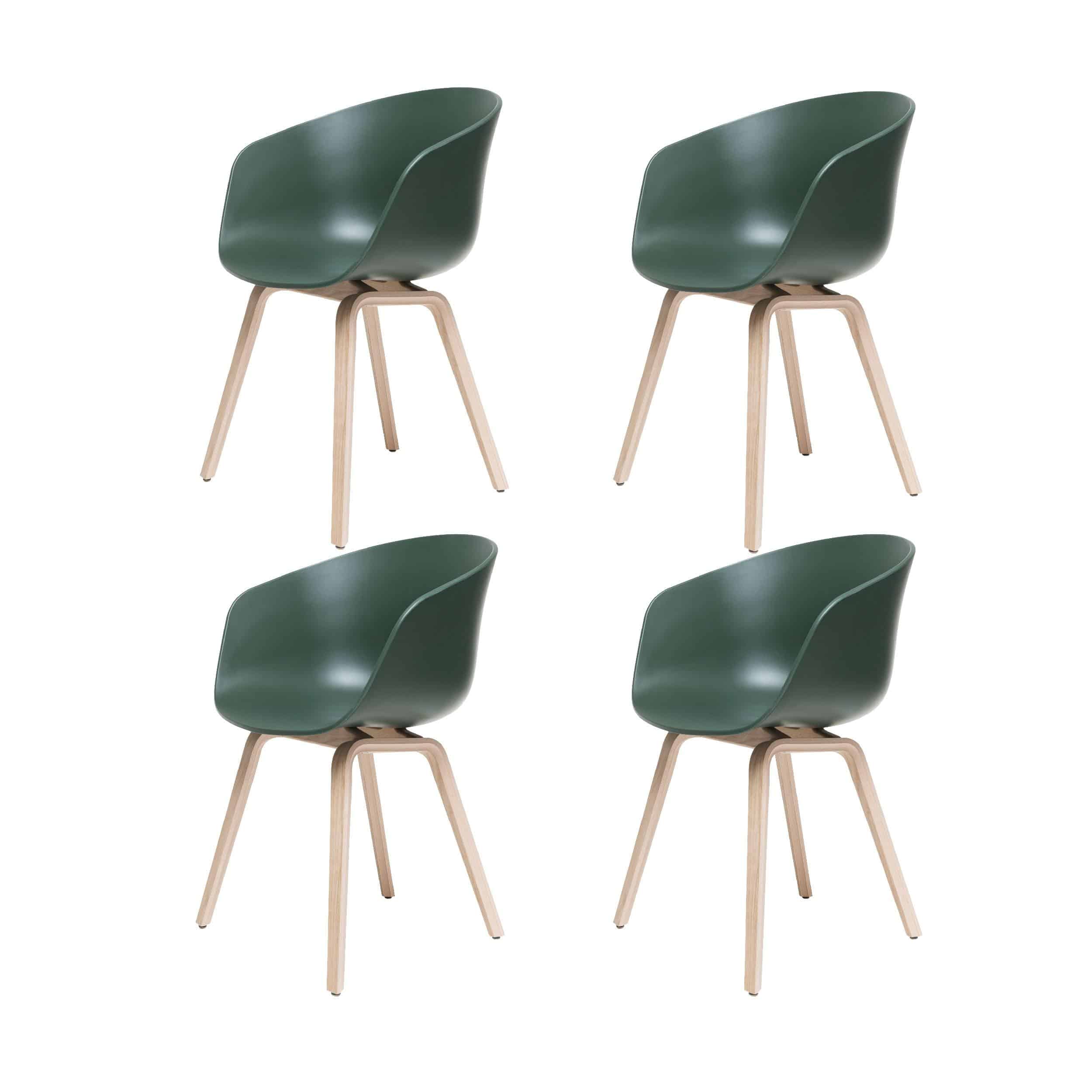 HAY About A Chair AAC22 Stuhl geseift 4er-Set  grün