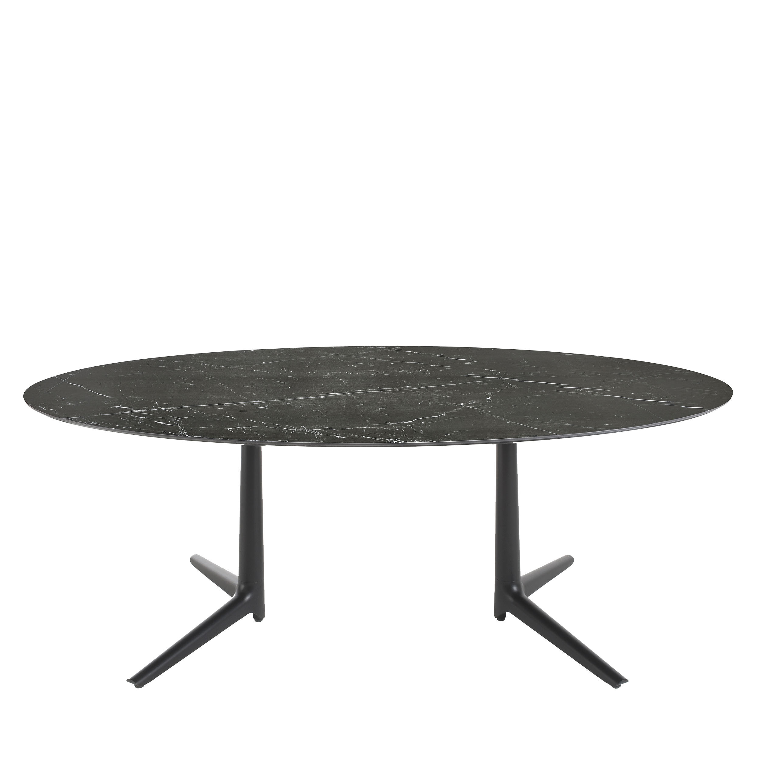 Kartell Multiplo Keramik Tisch oval mit Kreuzfuß  schwarz