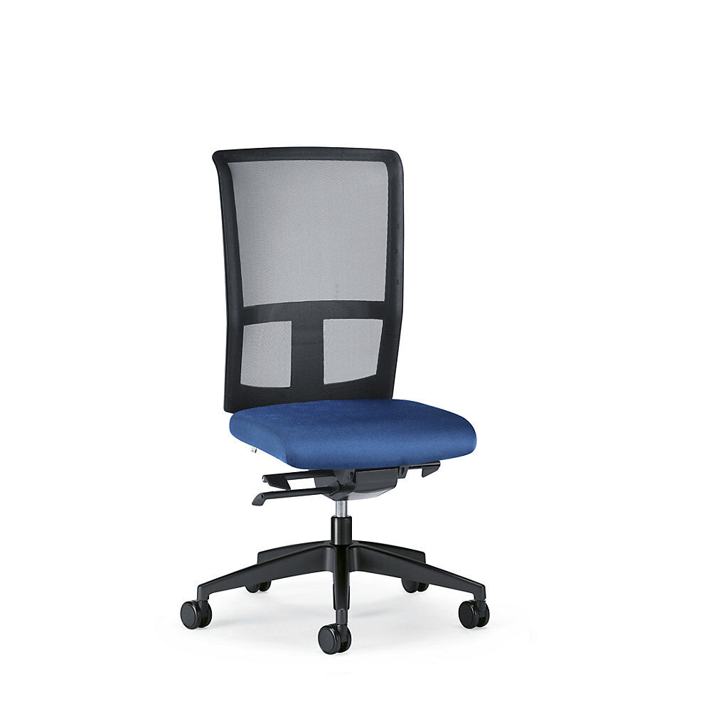 interstuhl Bürodrehstuhl GOAL AIR, Rückenlehnenhöhe 545 mm Gestell schwarz, mit harten Rollen enzianblau, Sitztiefe 410 mm