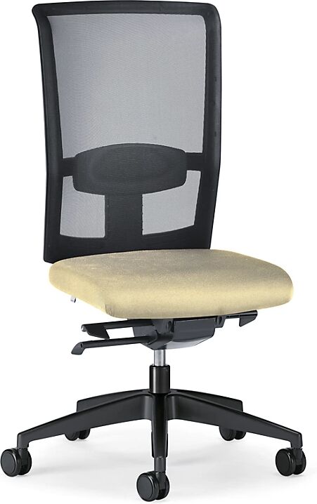 interstuhl Bürodrehstuhl GOAL AIR, Rückenlehnenhöhe 545 mm Gestell schwarz, mit harten Rollen beige, Sitztiefe 410 - 460 mm