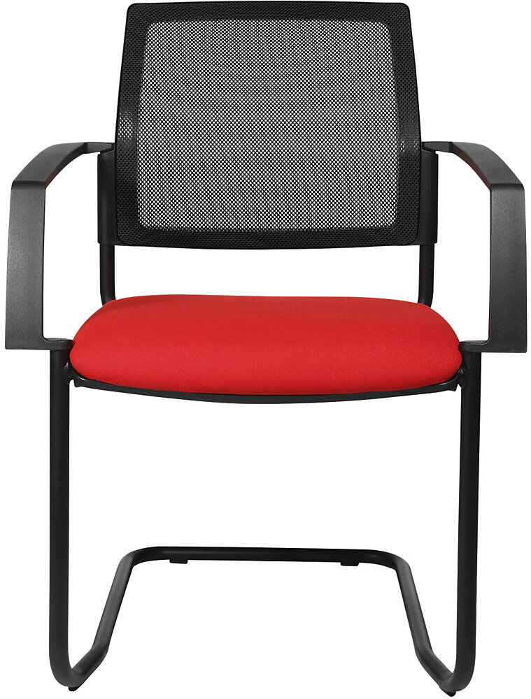 Topstar Netz-Stapelstuhl Freischwinger, VE 2 Stk Sitz rot, Gestell schwarz