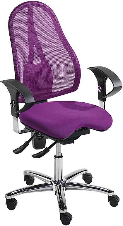 Topstar Operator-Drehstuhl SITNESS 15 mit Body Balance Tec®, Rückenlehne mit Netzbezug lila