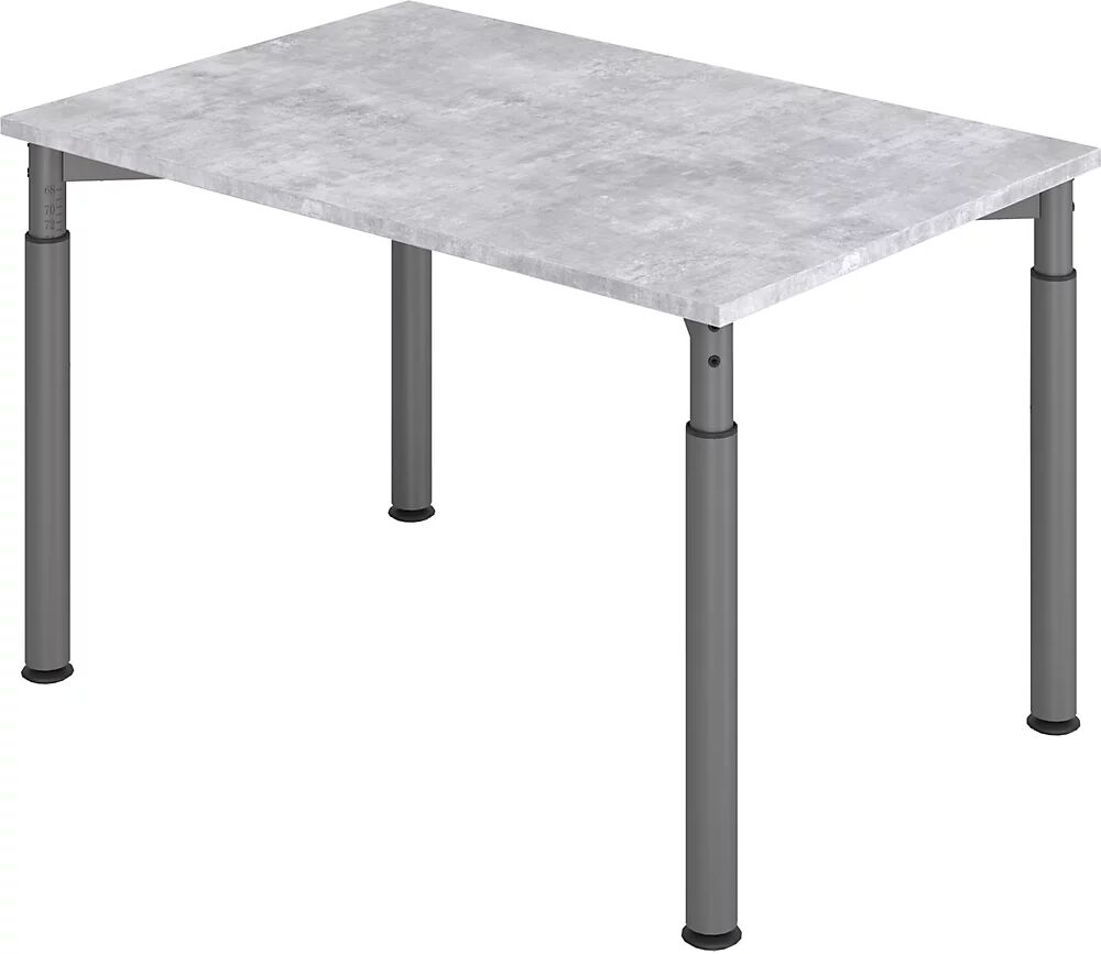 VERA-ZWO - Schreibtisch mit 4-Fuß-Gestell höhenverstellbar, BxT 1200 x 800 mm Platte Beton-Optik, Gestell graphit