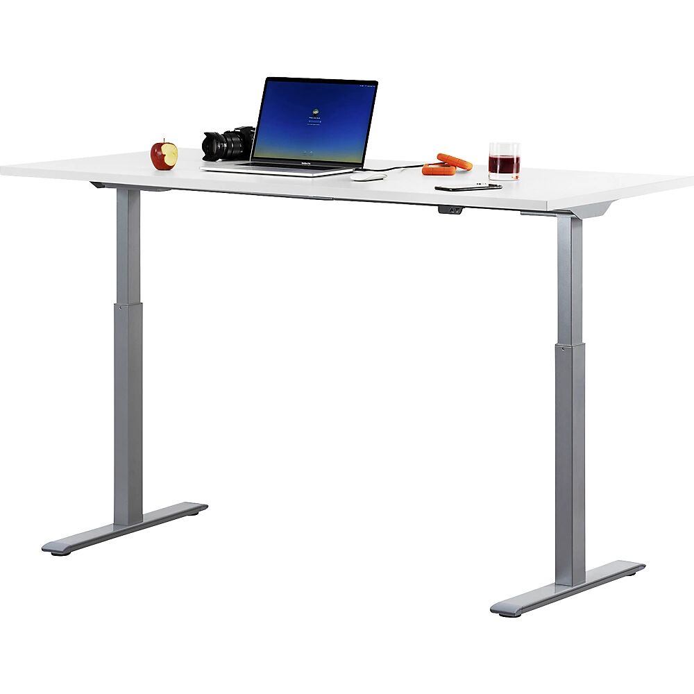 Topstar Schreibtisch, elektrisch höhenverstellbar BxT 1200 x 800 mm Platte weiß, Gestell grau
