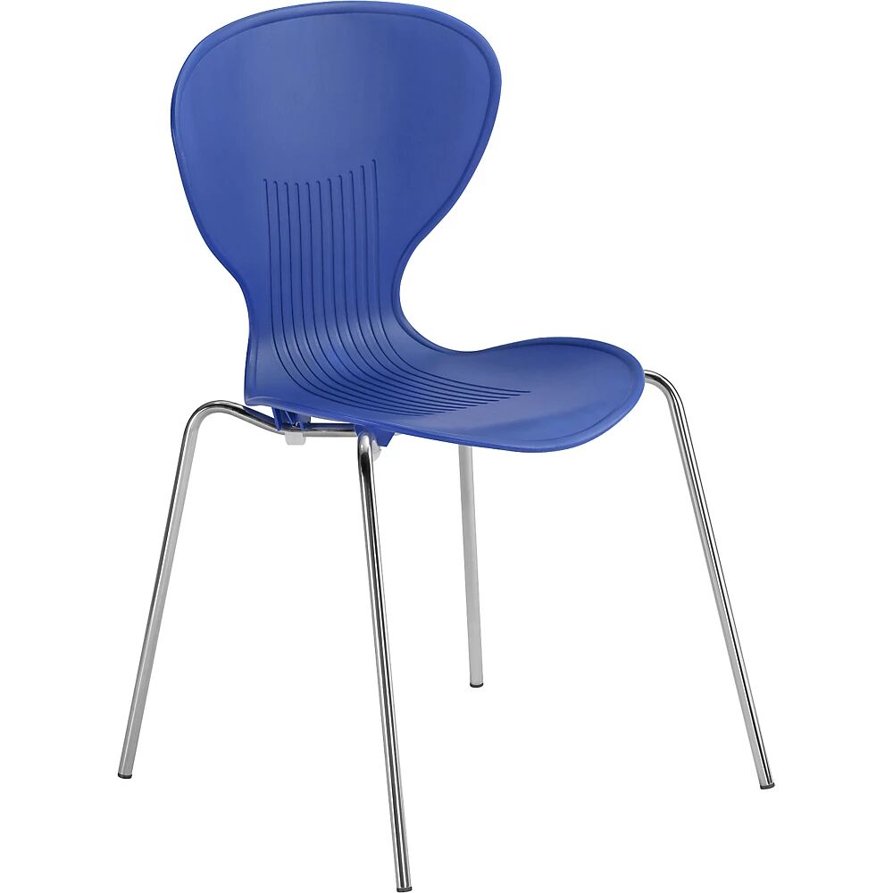 Kunststoff-Schalenstuhl Gestell verchromt Sitzschale blau, VE 2 Stk