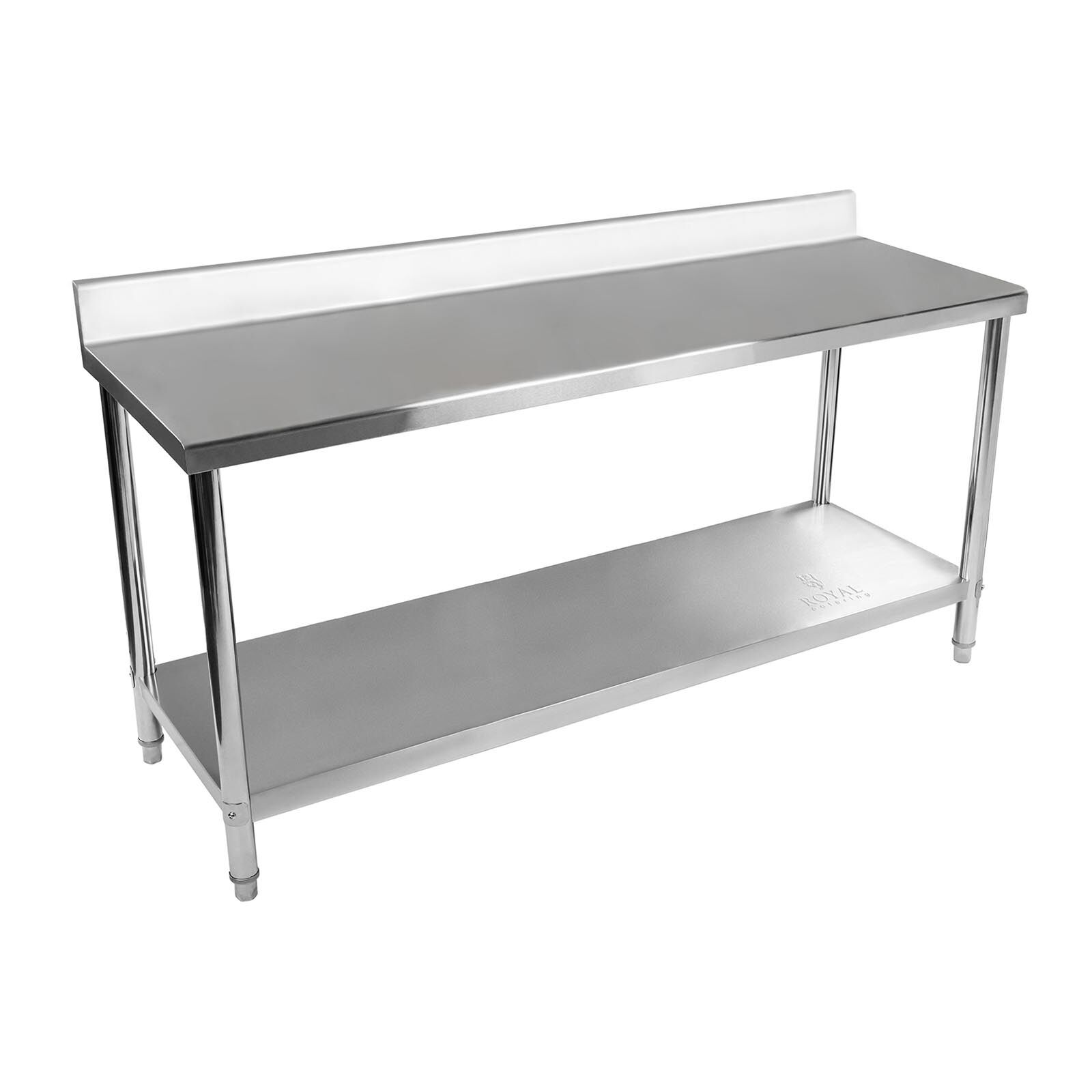 Royal Catering Edelstahl-Arbeitstisch - 180 x 60 cm - Aufkantung - 170 kg Tragkraft