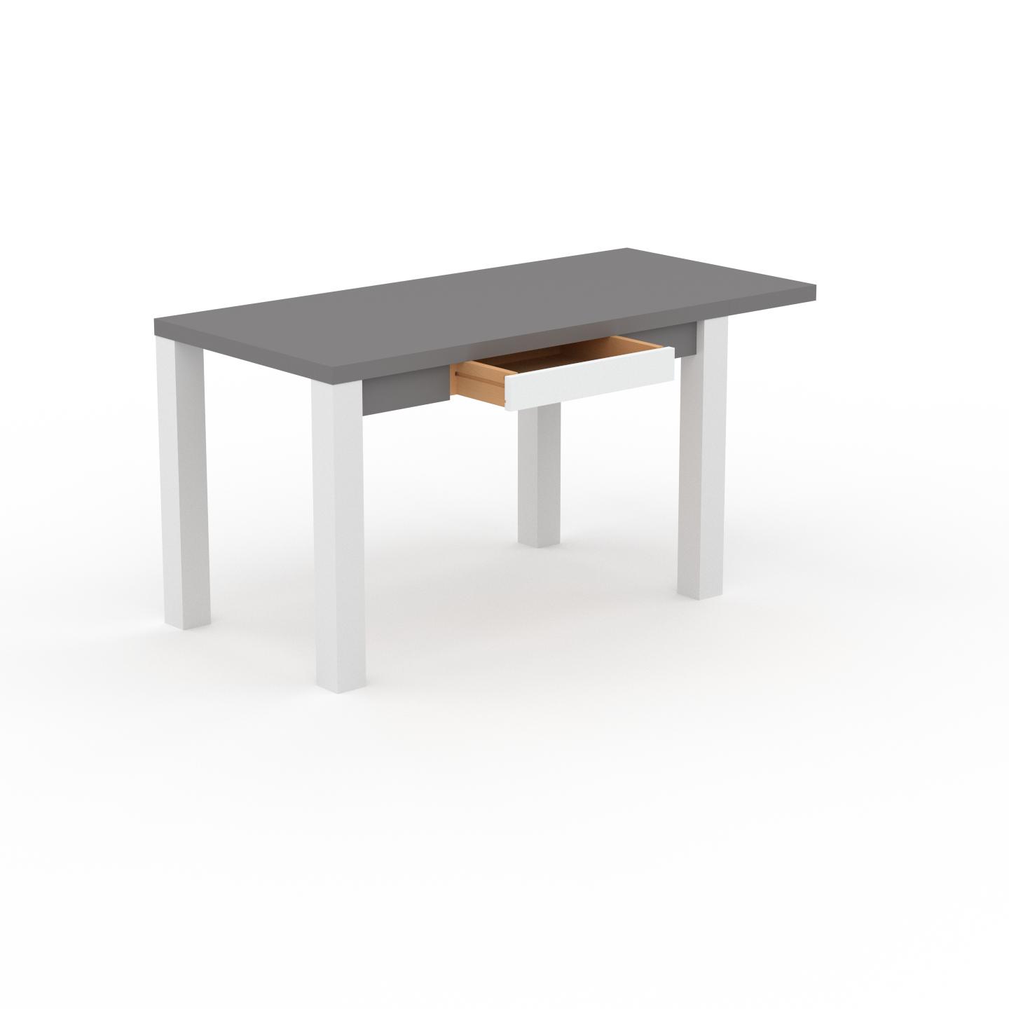 MYCS Schreibtisch Massivholz Grau - Massivholz-Schreibtisch: mit 1 Schublade/n & Tischrahmen - Hochwertige Materialien - 150 x 76 x 70 cm, konfigurierbar