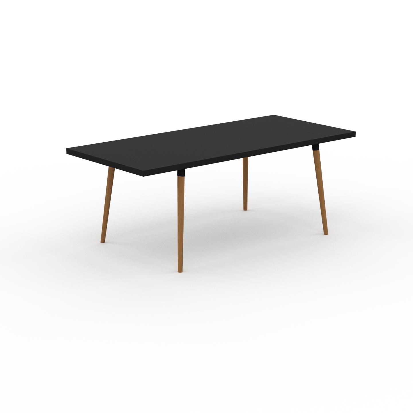 MYCS Designer Esstisch Massivholz Schwarz - Individueller Designer-Massivholztisch: Einzigartiges Design - 200 x 75 x 90 cm, Modular