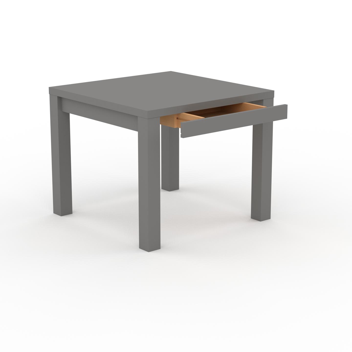 MYCS Schreibtisch Massivholz Grau - Massivholz-Schreibtisch: mit 1 Schublade/n & Tischrahmen - Hochwertige Materialien - 90 x 76 x 90 cm, konfigurierbar