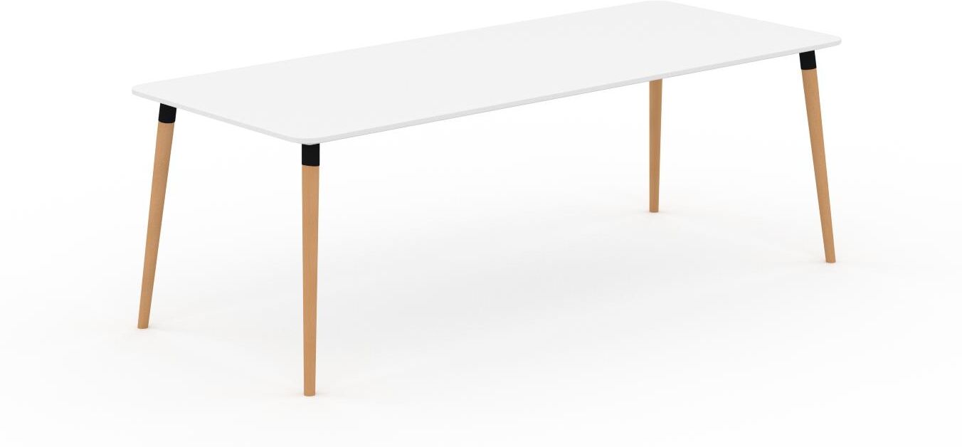 MYCS Schreibtisch Massivholz Weiß - Moderner Massivholz-Schreibtisch: Einzigartiges Design - 220 x 75 x 90 cm, konfigurierbar