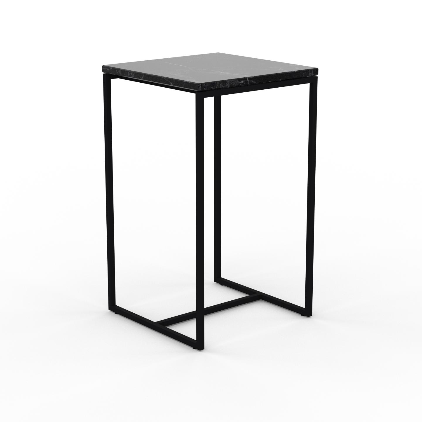 MYCS Beistelltisch Marmor, Schwarzer Marquina - Eleganter Nachttisch: Hochwertige Materialien, einzigartiges Design - 42 x 71 x 42 cm, Komplett anpassbar