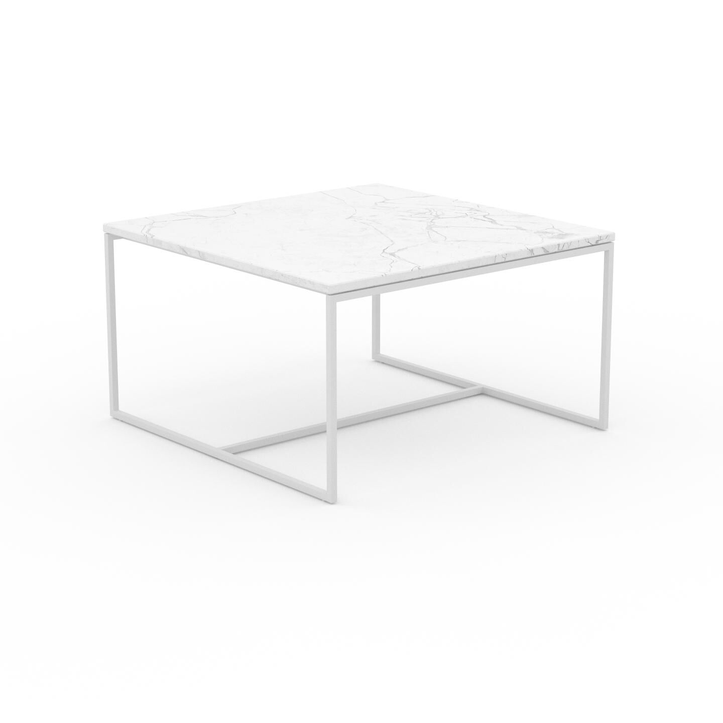 MYCS Beistelltisch Marmor, Weißer Carrara - Eleganter Nachttisch: Hochwertige Materialien, einzigartiges Design - 81 x 46 x 81 cm, Komplett anpassbar