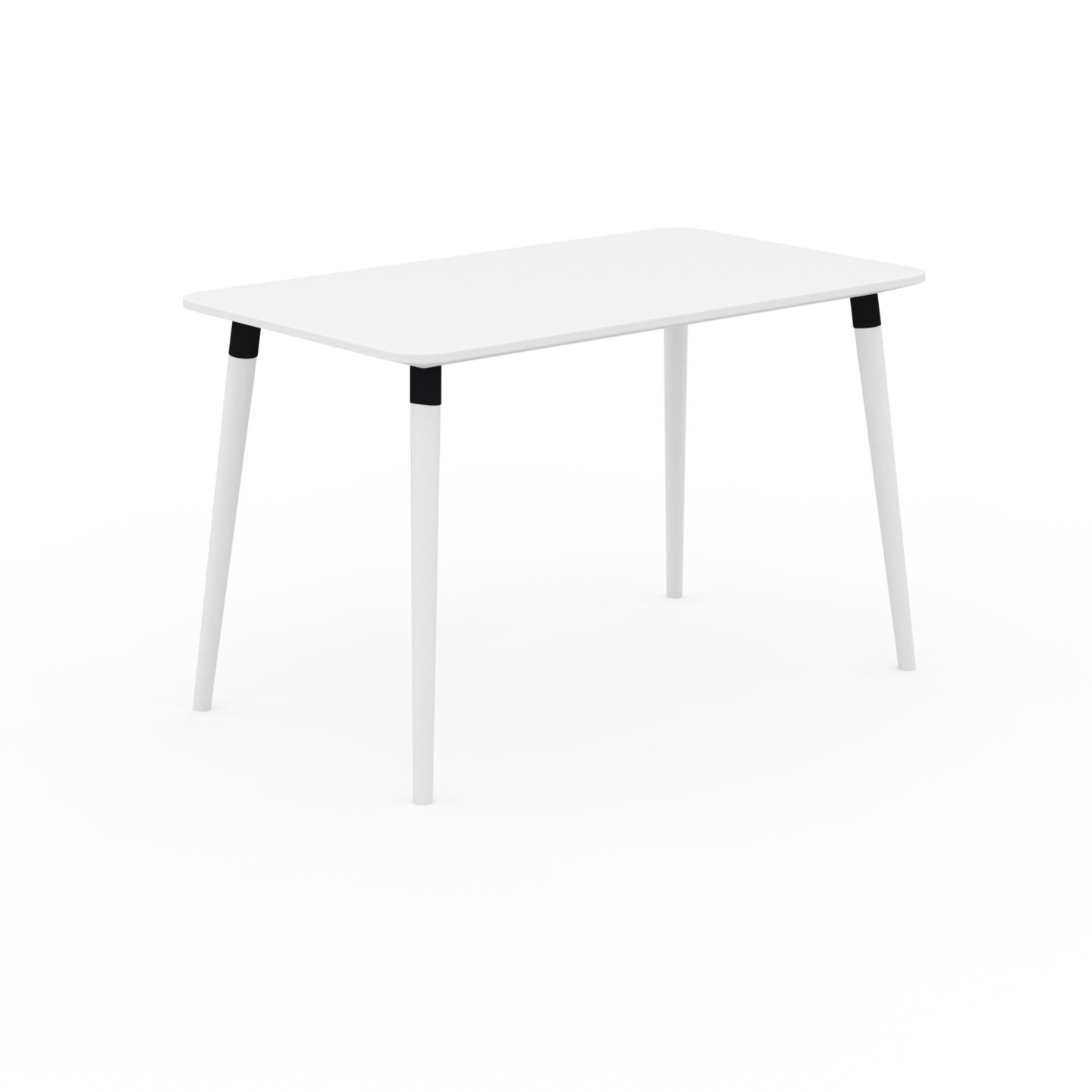 MYCS Schreibtisch Massivholz Weiß - Moderner Massivholz-Schreibtisch: Einzigartiges Design - 120 x 75 x 70 cm, konfigurierbar